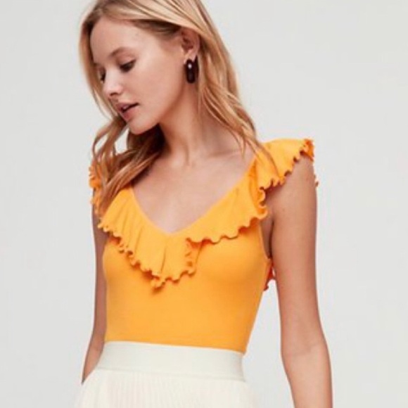 Wilfred Tops - Wilfred Yellow Ruffle Detail Bodysuit Top